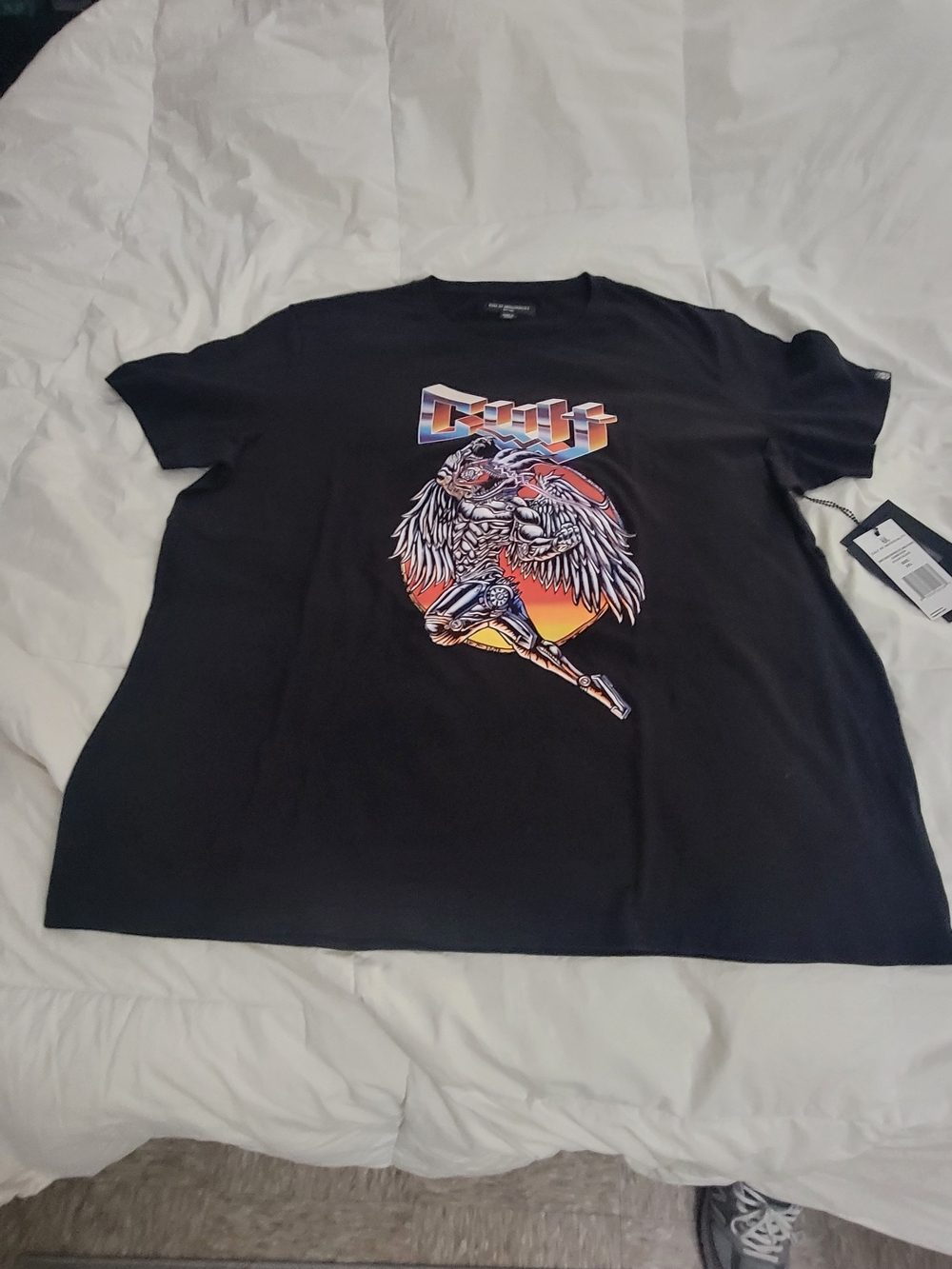 Cult Graphic Tee in Black with Orange & Red Accent
